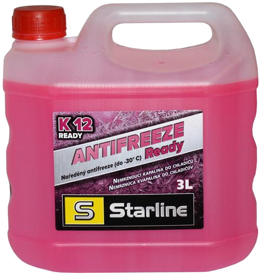 Охолоджувальна рідина STARLINE G12+, готова, червоний, -30°С, 3л (NA K12READY-3)